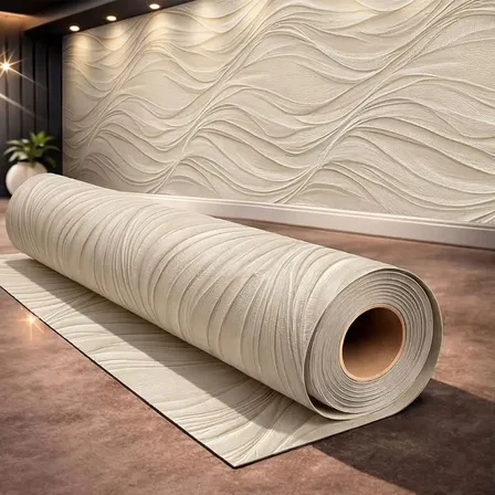 Papel de parede bege neutro Dubai, lavável autocolante 3D