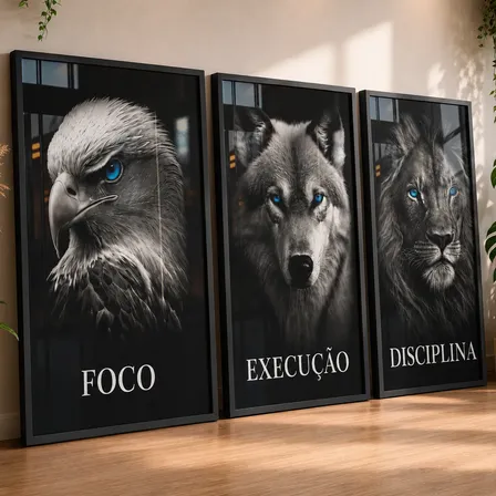 Painel 122x60 Leão e Águia, disciplina e motivação